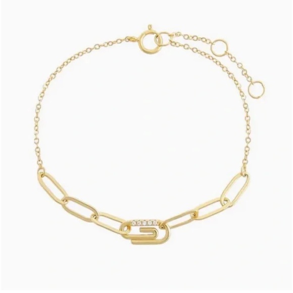 NWOT Adina Eden Pave Safety Pin Paper Clip Bracelet - Picture 1 of 5